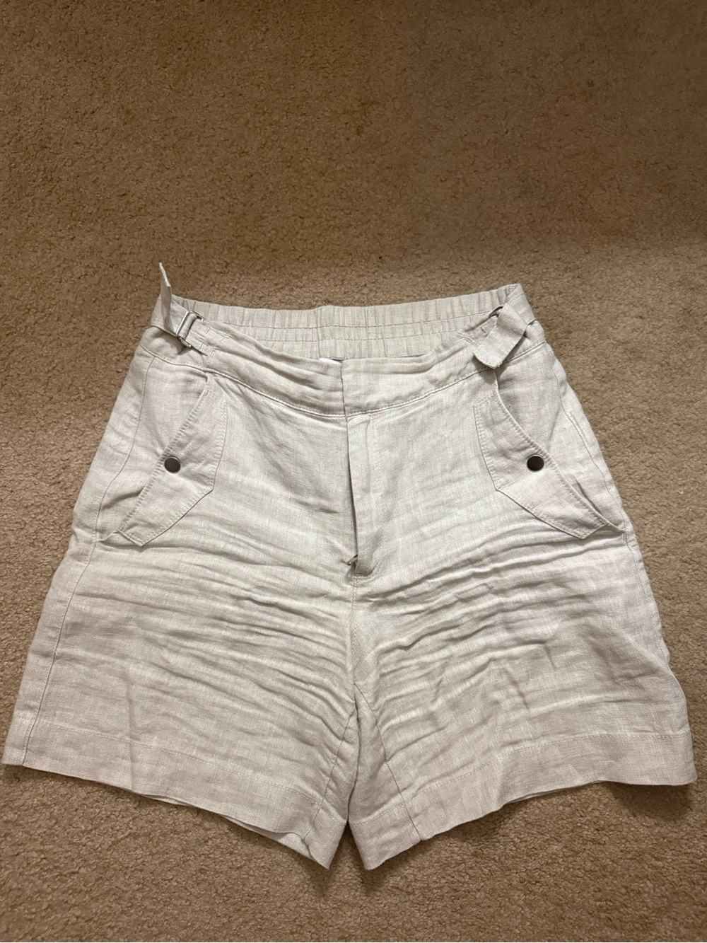 2 pr Athleta Light Beige / Navy Linen-Blend Women's Shorts